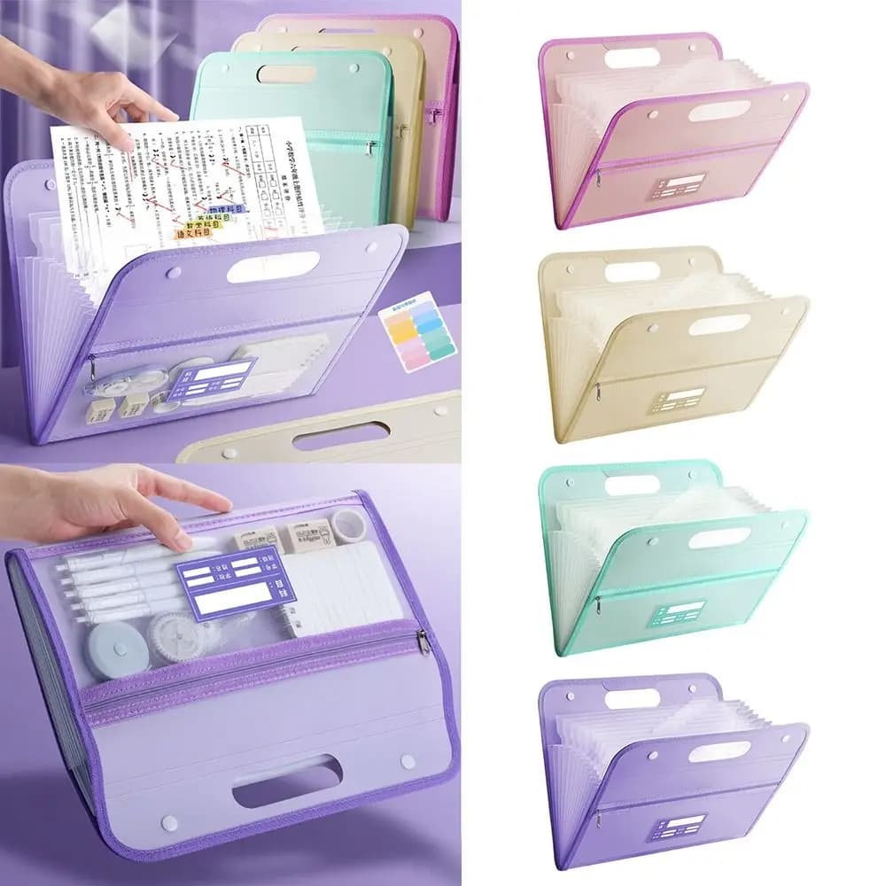 Multi-layer Large Capacity Waterproof 13 Pockets Portfolio A4 File Folder File Organizer Document Bag Test Paper Storage Folder