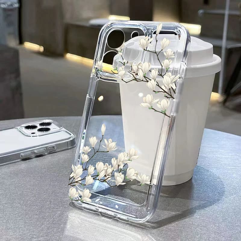 High Transparency Phone Case For Xiaomi Redmi Note 14 13 12 Pro Plus 12S 11S 11 10S Redmi 12 13 13C Jasmine Flowers Clear Cover