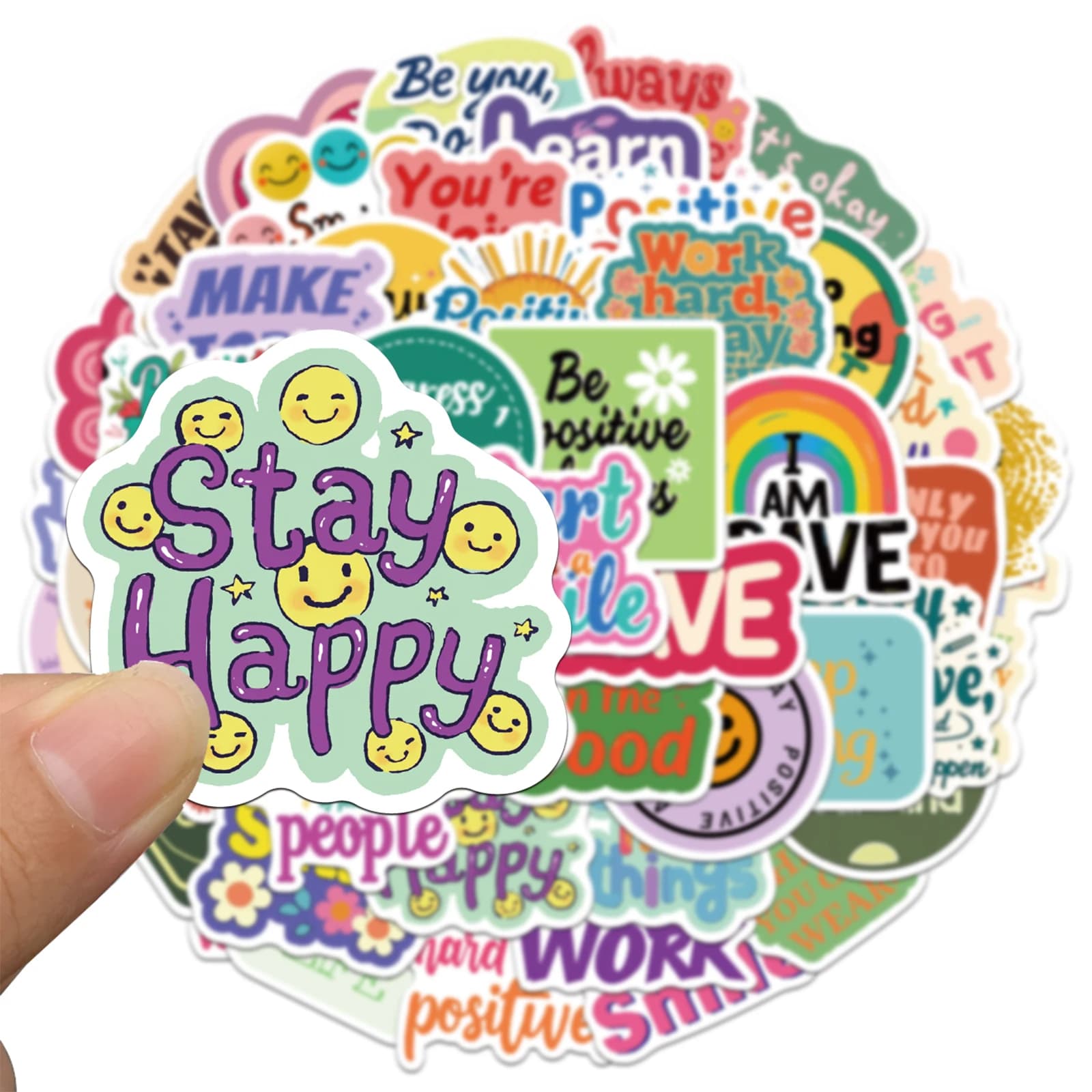 50/100/200PCS Positive Confirmation Stickers Exquisite Hand Account Materials Phone Case Laptop Luggage Waterproof Stickers