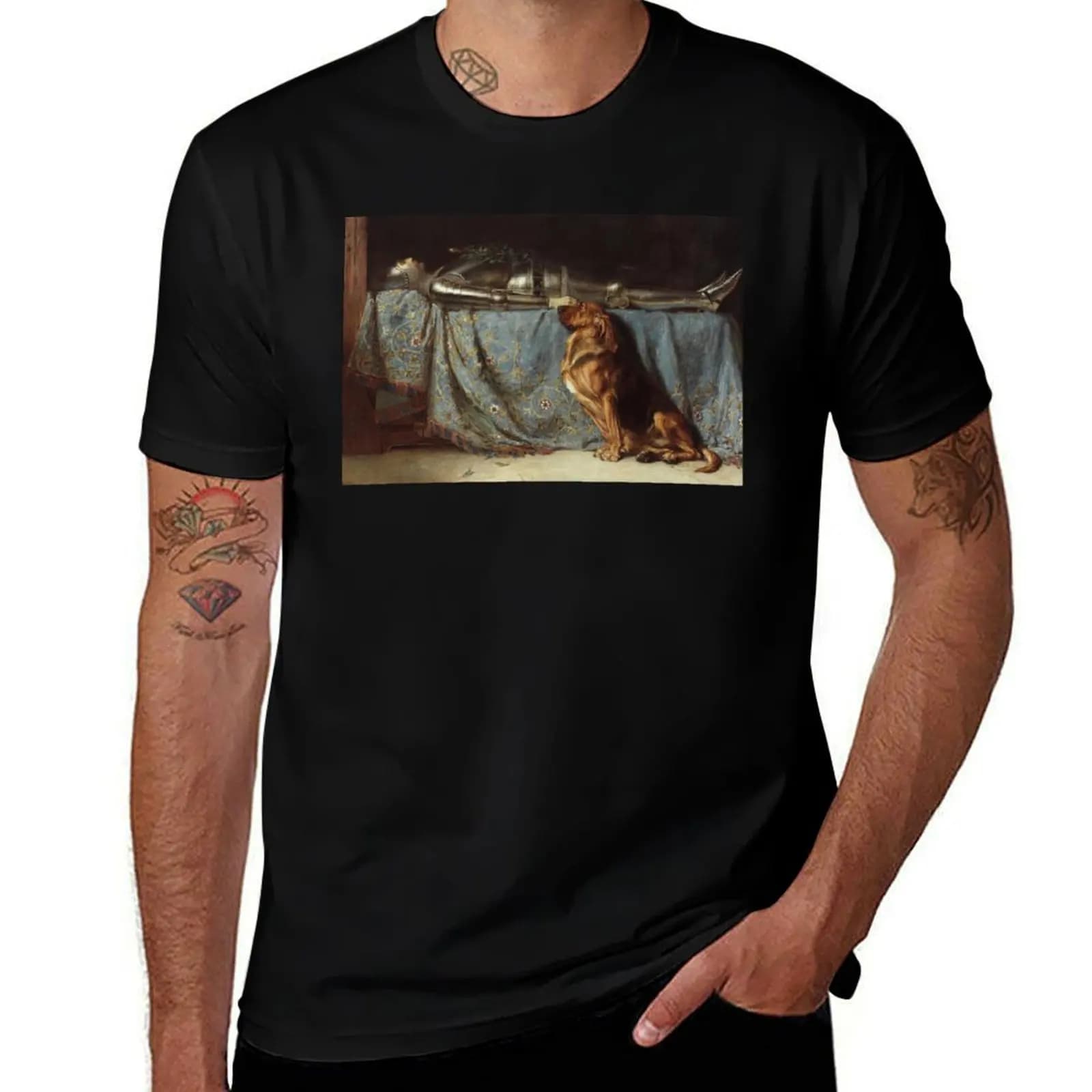 Requiescat Rest painting by Briton Riviere 1888 The Dog and the Dead Knight HD T-Shirt boys whites t shirt men