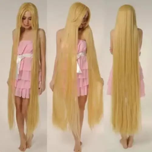 Tangled Rapunze Super 150CM Long Wig Straight Blonde Cosplay Wig Full Hair Wig