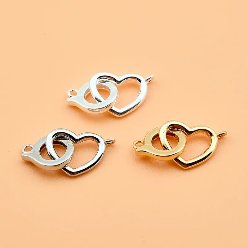 s925 Sterling silver heart buttonhead handmade bracelet necklace connecting buttons beaded material accessories