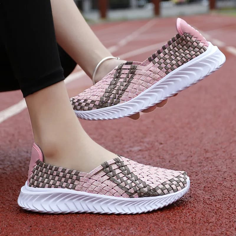 2024 Summer New Product Elastic Band Handwoven Shoes Women's Shoes Breathable Leisure Sports Single Shoes