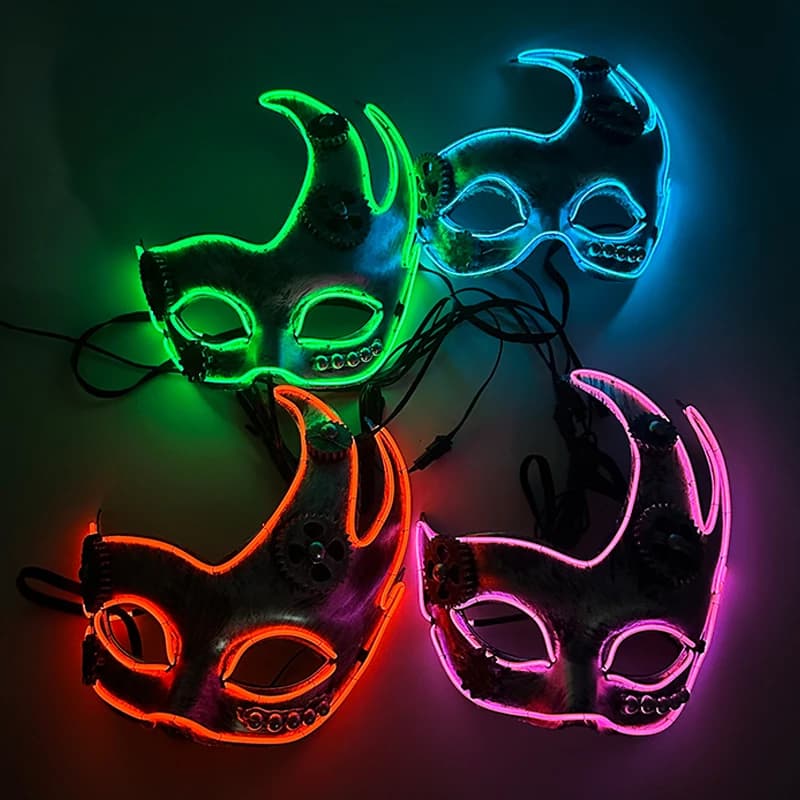 LED Steampunk Half Face Mask Halloween Masquerade Festival Dance Party Decoration Mask Dance Party LED Masque Half Face Masks