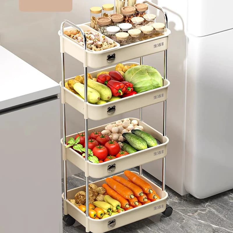 Storage Rack Kitchen Floor Standing Multifunctional Storage For Household Use Multi-layer Wheels Storage Cart Salon Furniture