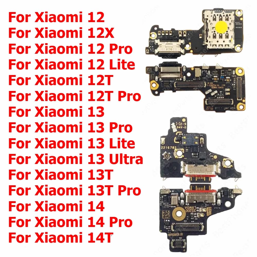 Charging Port For Xiaomi 14 Pro 14T 13 Ultra 13T 12 Lite 12T 12X 5G Charge Board Usb Connector Pcb Dock Plate Flex Cable Parts