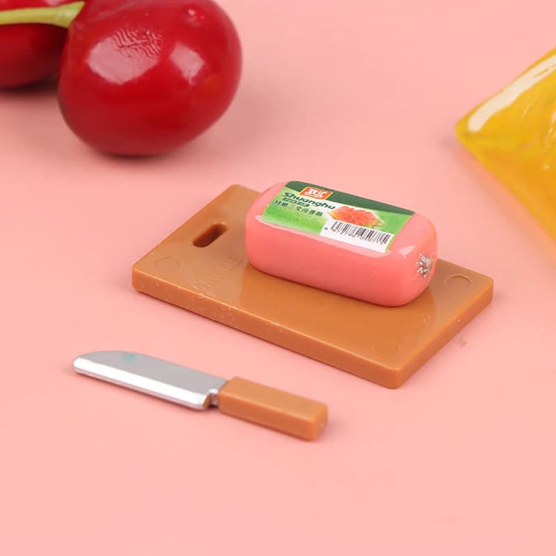 1:12 Dollhouse Miniture chopping block kitchen knife sausage kitchen Accessories Toys