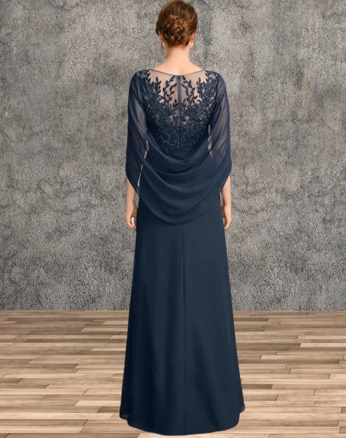 Mother of the Bride Dresses for Wedding Party Dress Long Chiffon Lace Applique Wedding Guest Dresses