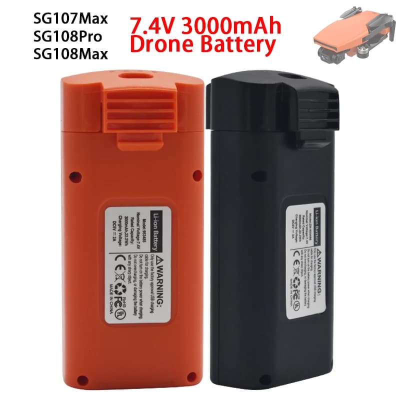 Upgrade 7.4V 3000mAh drone battery SG108 Max Pro SG107Max dedicated/spare Lipo Battery black/orange aerial vehicle battery