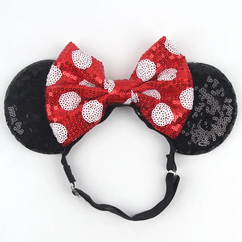 Disney 3.3"Minnie Mickey Ear Elastic Headbands Newborn Fashion Glitter Adjusted Hairband Baby DIY Hair Accessories