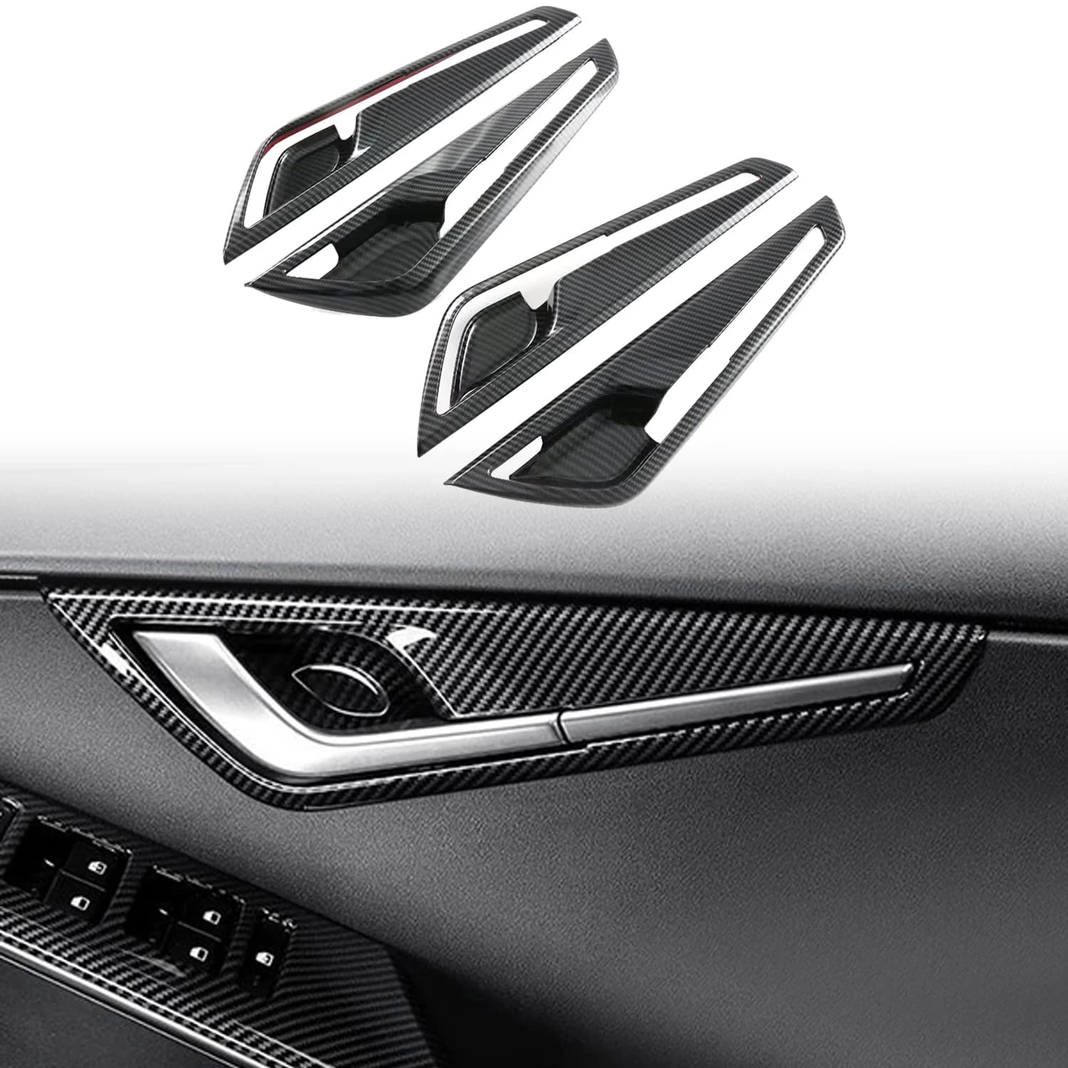 Car Accessories for Kia NIRO 2022 2023 Carbon Fiber Look Interior Door Handle Bowl Cover Trim 4pcs