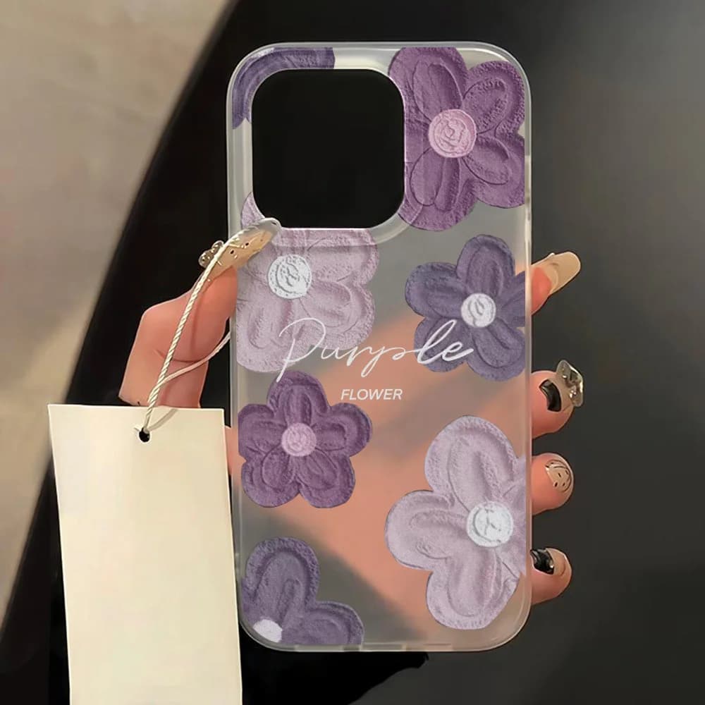 Matte Soft Silicone Phone Cases for iPhone 16 ProMax 15 13 11 14 ProMax 12 13 Plus Flowers Transparent Silicone Shockproof Cover