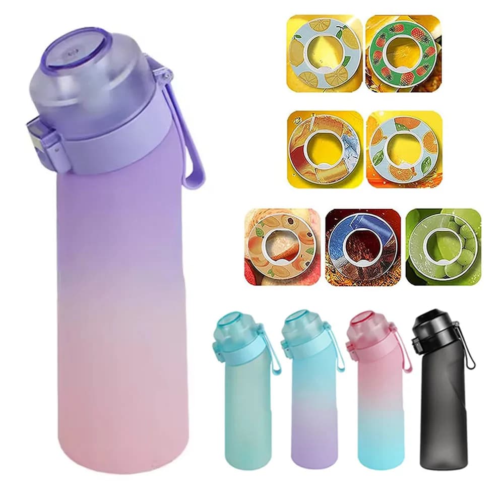 650ml Air Flavored Water Bottle With 7pcs Flavor Cartridges Outdoor Sports Drink Water Cup Zero Calories and No Sugar