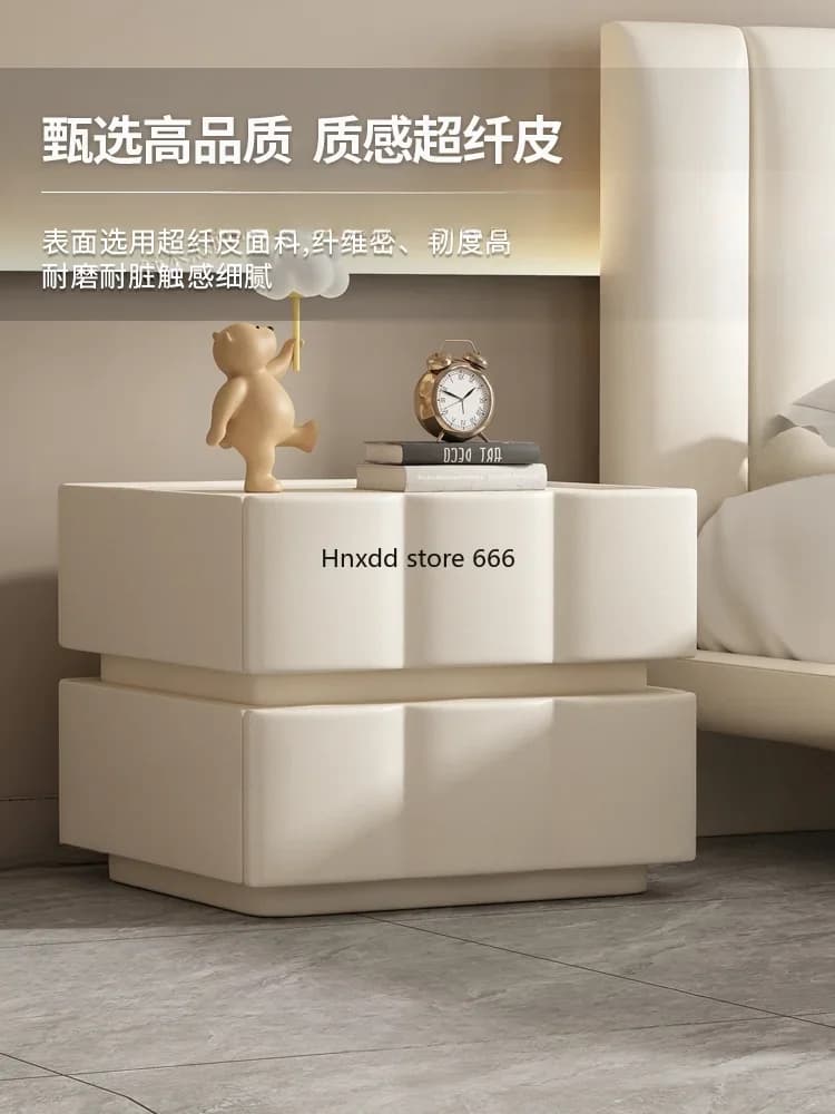Italian cream style all solid wood bedside table simple modern light luxury Internet celebrity  storage bedside cabinet