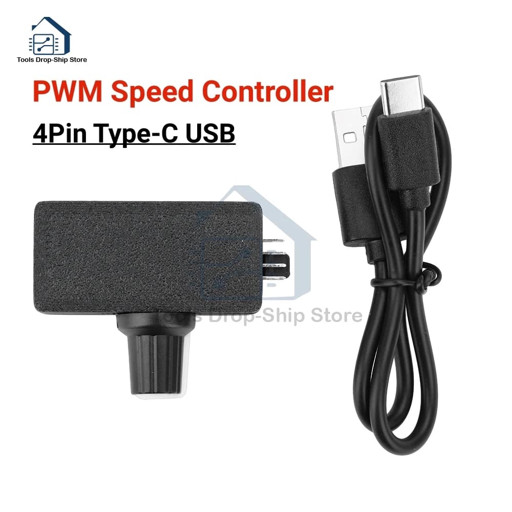 DC12V PWM Speed Controller 4-Pin Fan Speed Controller Type-C USB Power Supply DIY Water-cooling Cooling Pulse Width Modulation