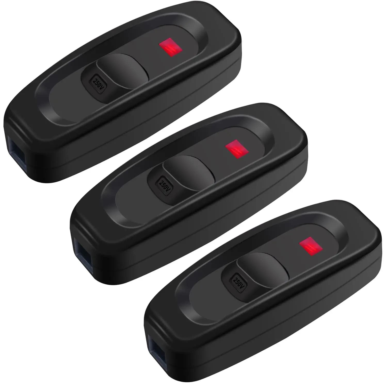 3Pcs On/Off Button Inline Cord Switch for Table Lamp Desk Light Bed Lamp 10A 250V, Black Appliance Switch