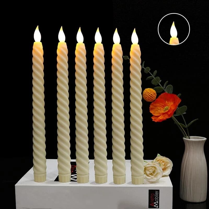 Remote or Not Spiral led Taper Candle Church CandleStick Twisted Battery Operated stick Candle Home Wedding table Decoration H25