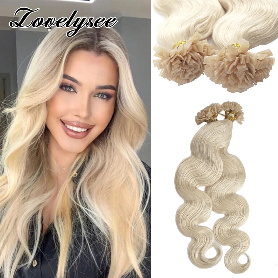 Flat Tip Human Hair Extensions Body Wave 12-26 Inch Brazilian 100% Remy Human Hair For Women Natural Color Hair Keratin Capsules