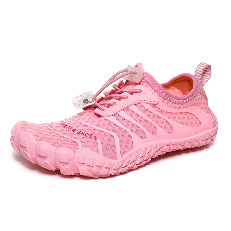 Children Pink Quick Lace Water Shoes Quick Dry Breathable Aqua Sneakers Kid Barefoot Beach Shoes Wading Diving Shoes