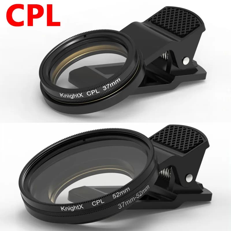KnightX 37mm 52mm CPL Universal With Clip Portable Professional Polarizer Camera Lens Filter For smartphones Mobile Phone