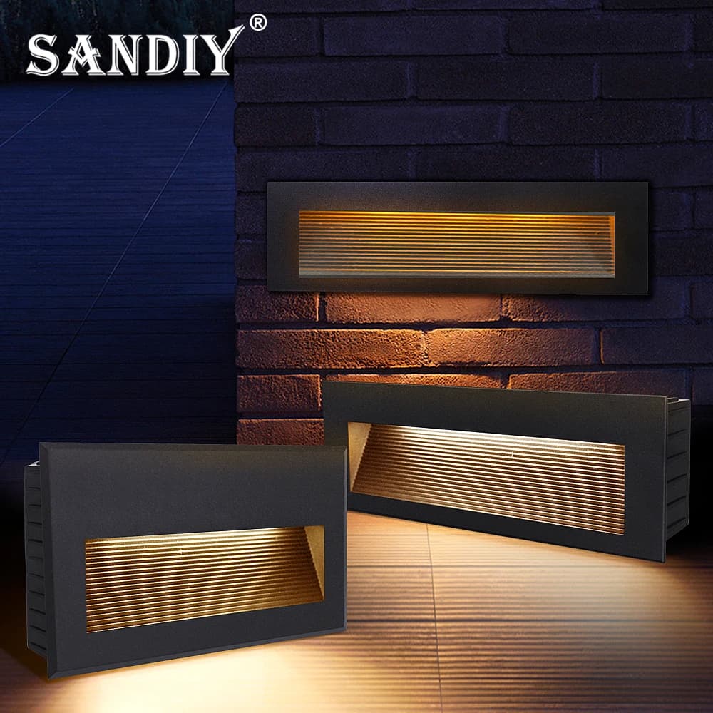 Outdoor Stairs Led Light Waterproof Wall Sconce Lamp Recessed Step Lighting for Fence Terrace Balcony Porch Yard Luminaire 220v
