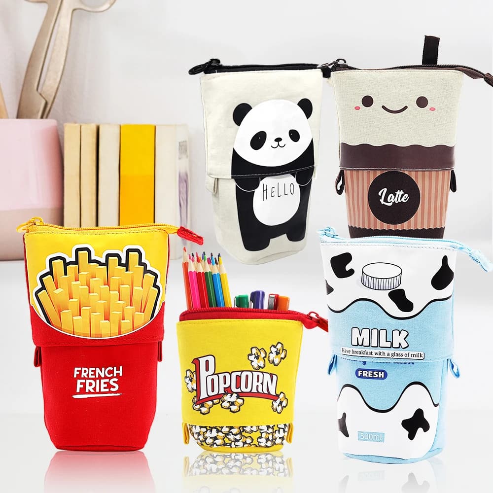 Standing Pencil Case, Telescopic Pencil Holder, Kawaii Stand Up Pencil Case,Spacious Pencil Pouch Portable Pencil Bag for School
