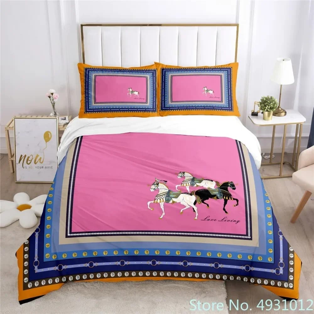 Cozy Bedding Set with Light Luxury Pink 3D Print Duvet Cover for Child Kids Teens Adult Home Textile Quilt Cover