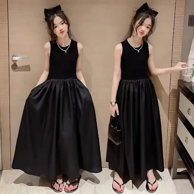 Kids Girls Dress 2024 Fashion Summer Children Ball Party Sleeveless Long Dress Birthday Dresses For Girl Teen 8 10 12 14 Year