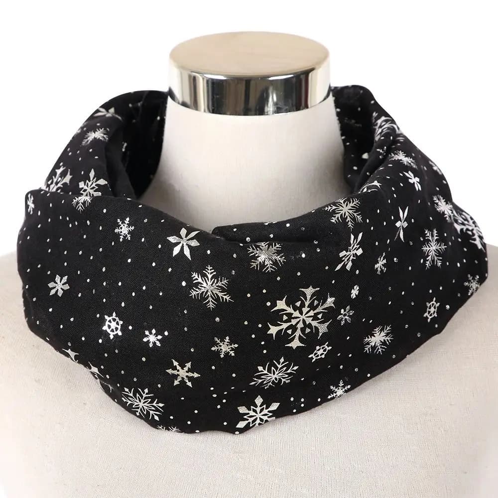 New Snowflake Printed Silk Scarf Soft Sheer Wrap Shawls Long Christmas Gifts for Women
