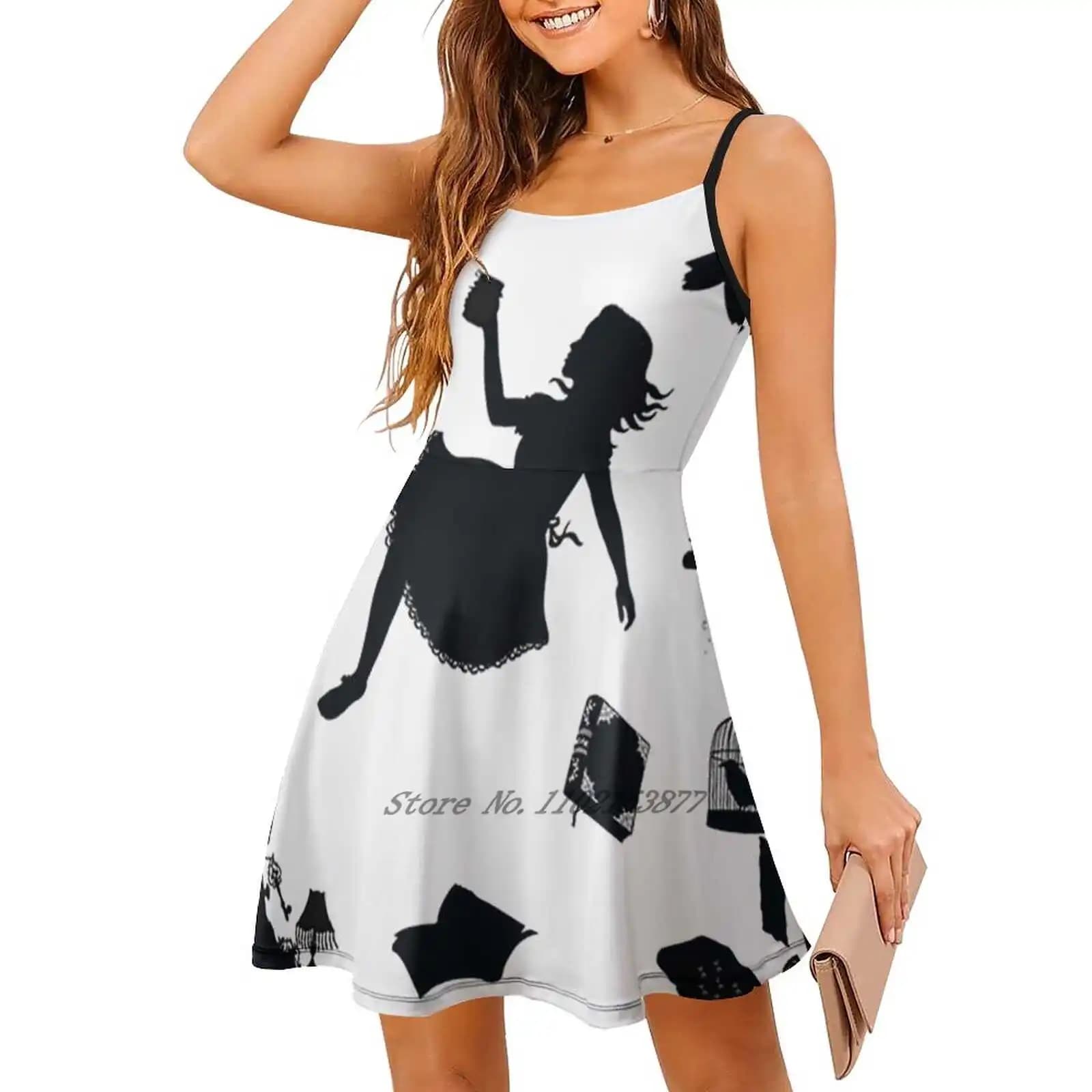 Alice Falling Down The Rabbit Hole Loose Pocket Dress Women's Printed Dresses Multiple styles Dress New Design Alice In Alice