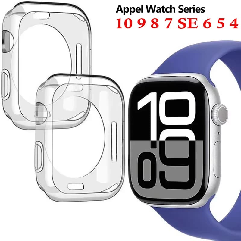 Clear Case For Apple Watch Series10 46mm 42mm 9 8 7 45mm 41mm No Screen Protector Full TPU Bumper Cover iWatch SE 6 5 4 44 40mm