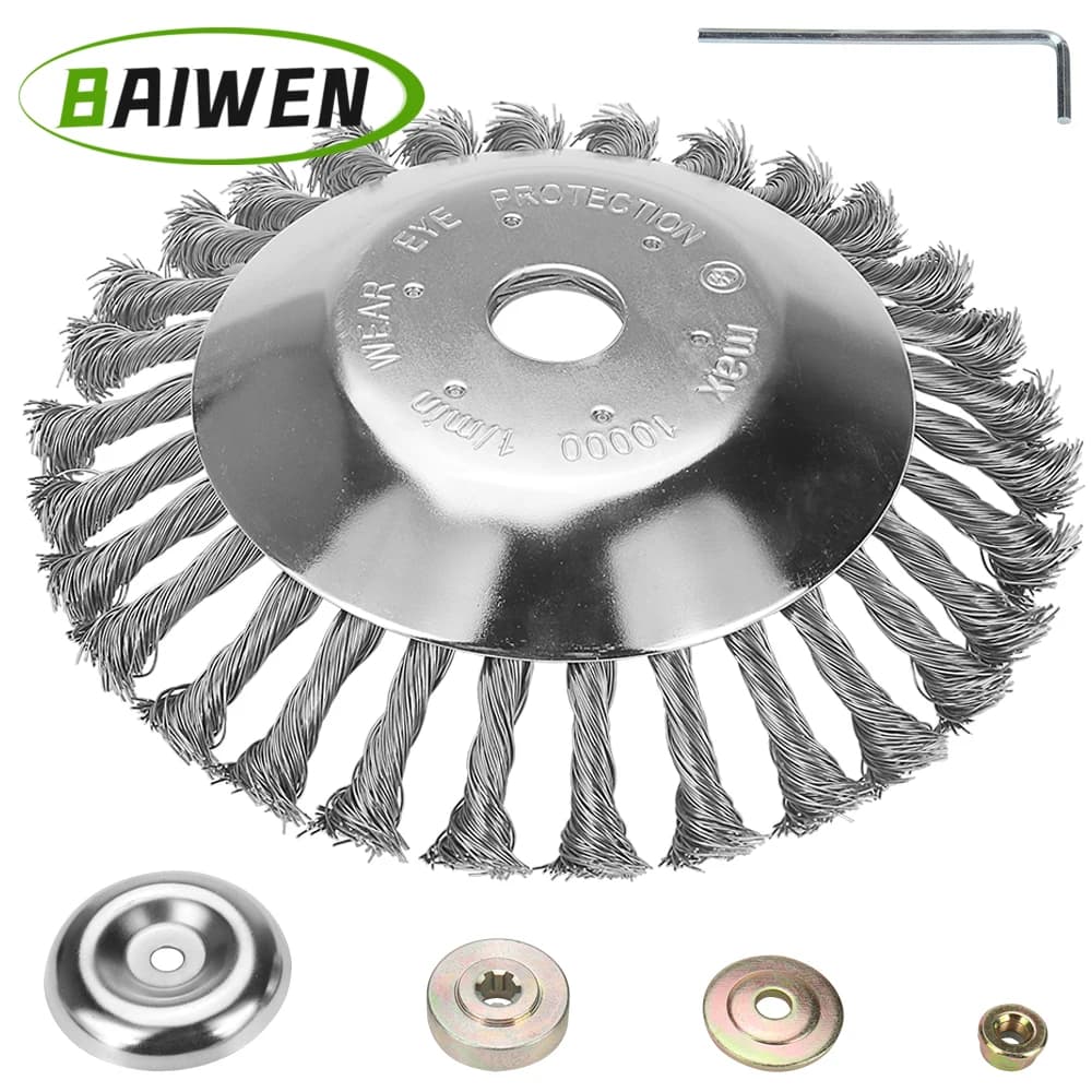 6/8 Inch Grass Trimmer Head Derusting Weeding Wheel with Fixing Kit Rusting Dust Removal Plate Garden Power Tool for Lawn Mover