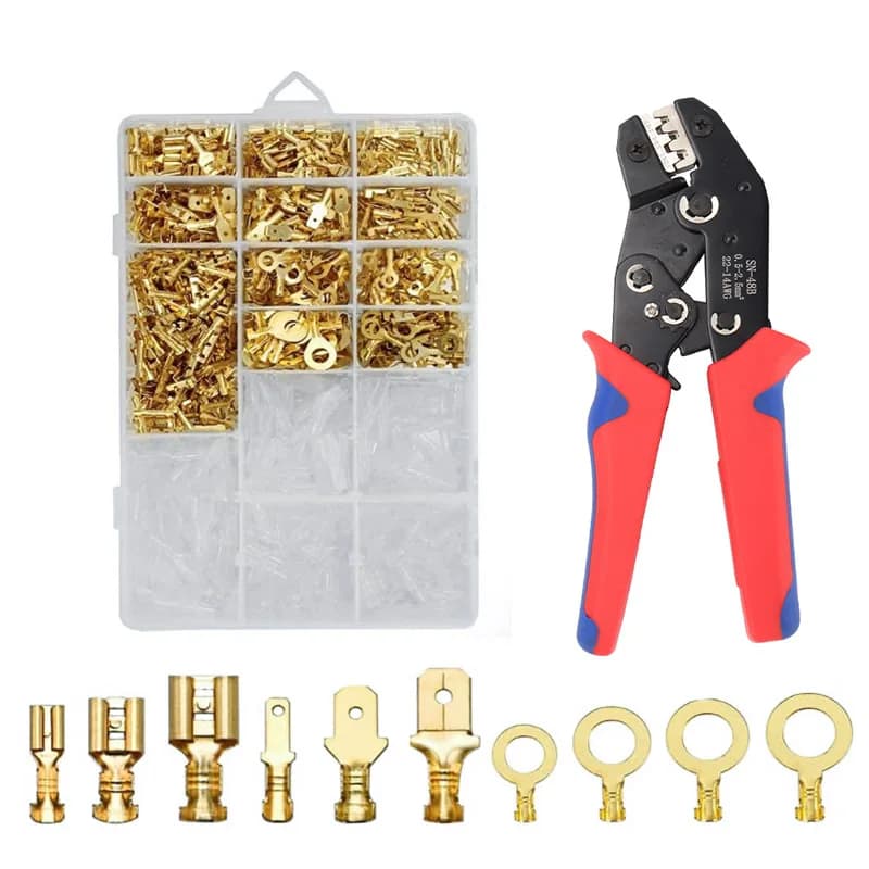 Male Female Wire Box Insulated Cable Macho Connector 2.8/6.3mm Electrical Crimp Terminals Termin Spade Connectors Assorted Kit