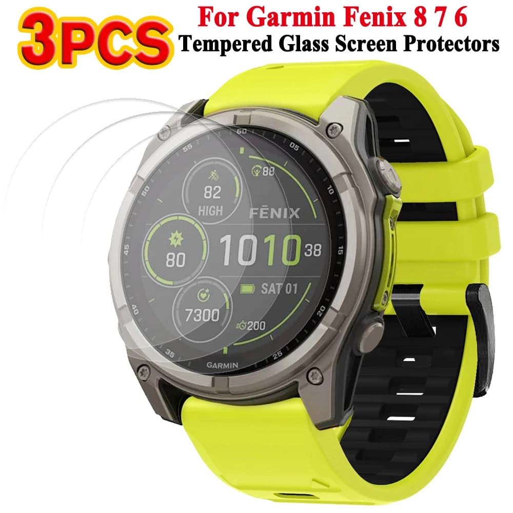 3 PCS Tempered Glass for Garmin Fenix 8 51mm 47mm 7X 7 6X 6 Smartwatch Screen Anti-scratch Protector Film Accessories