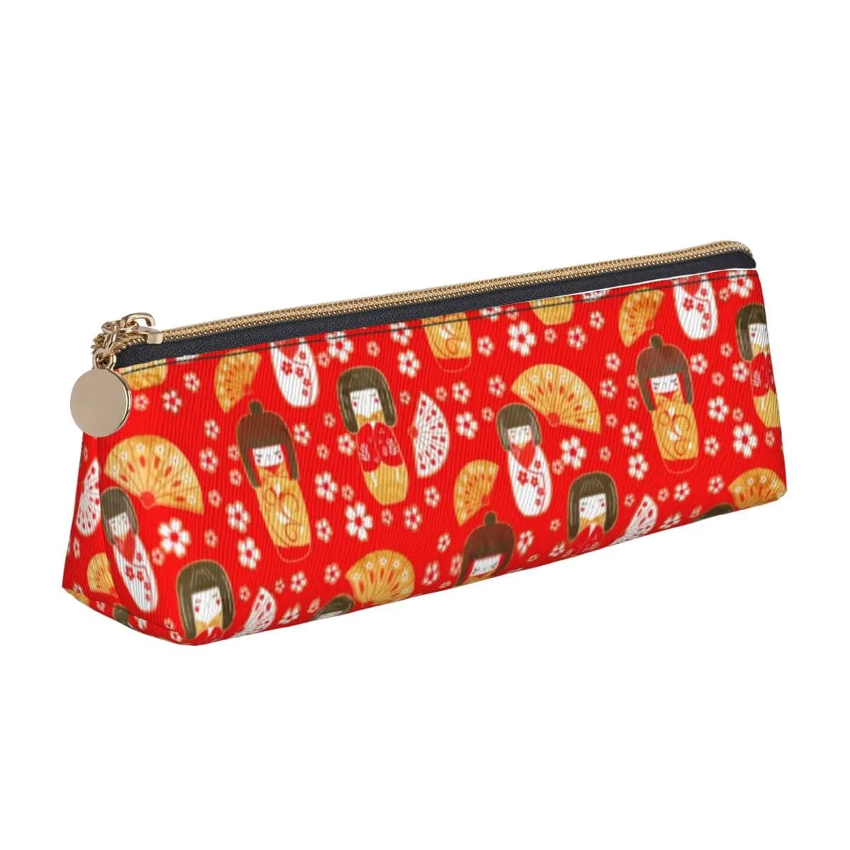 Aesthetic Pencil Case Cute Japanese Anime Pencil Pouch Dolls Kokeshi School Pencil Cases Girls Boys Triangle School Stationery