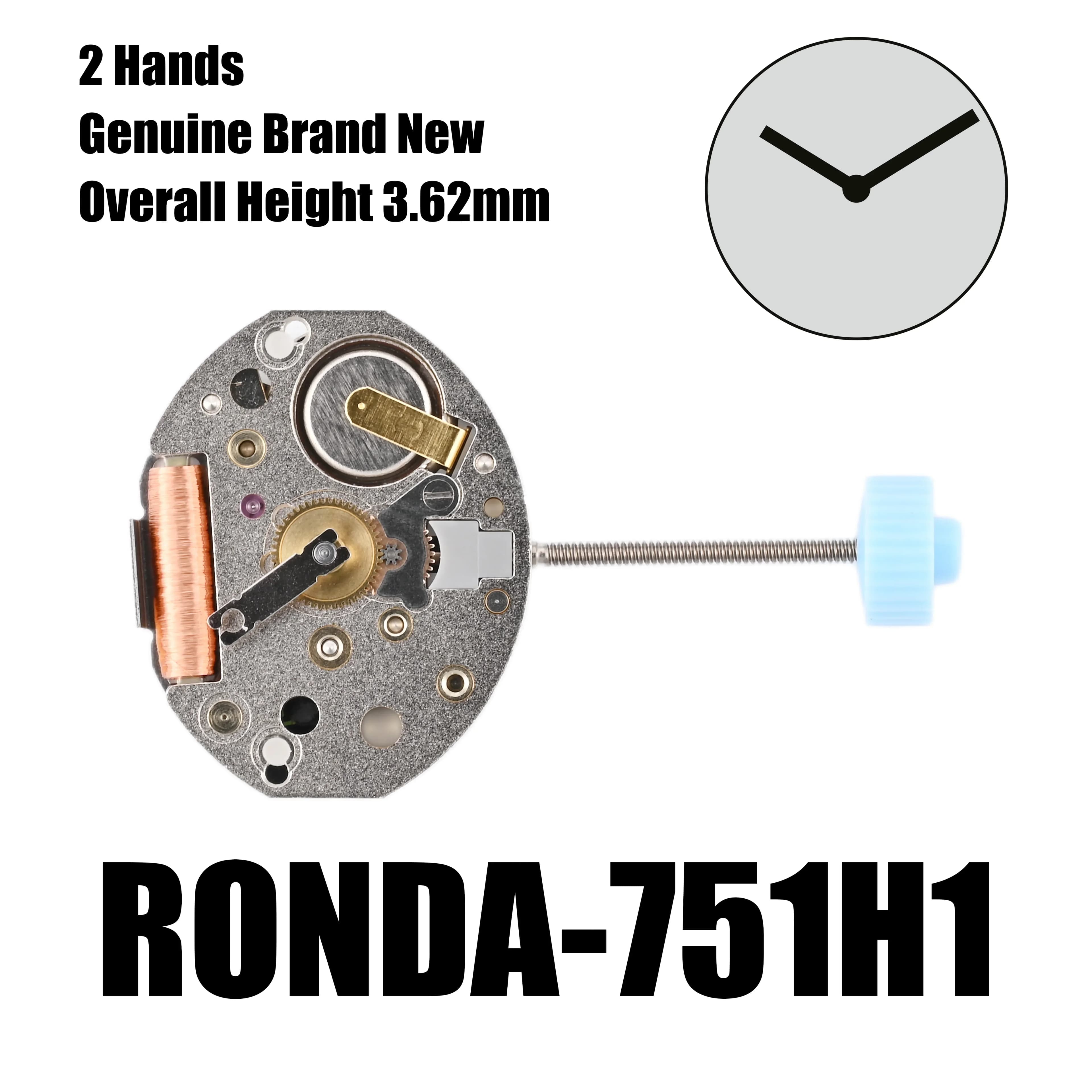 Genuine Brand New Original 751 Movement Ronda 751 Movement 2 Hands 751H1 Movement Overall Height 3.62mm