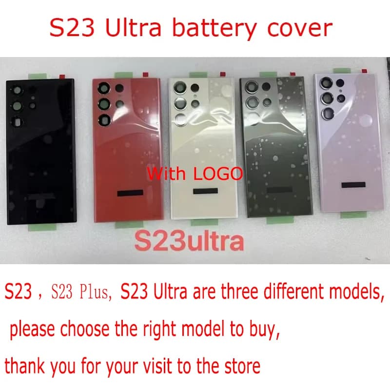 Back Glass Cover For Samsung Galaxy S23 Ultra 5G S23 S23 Plus Back Door Replacement Battery Case, Rear Housing + Camera Lens