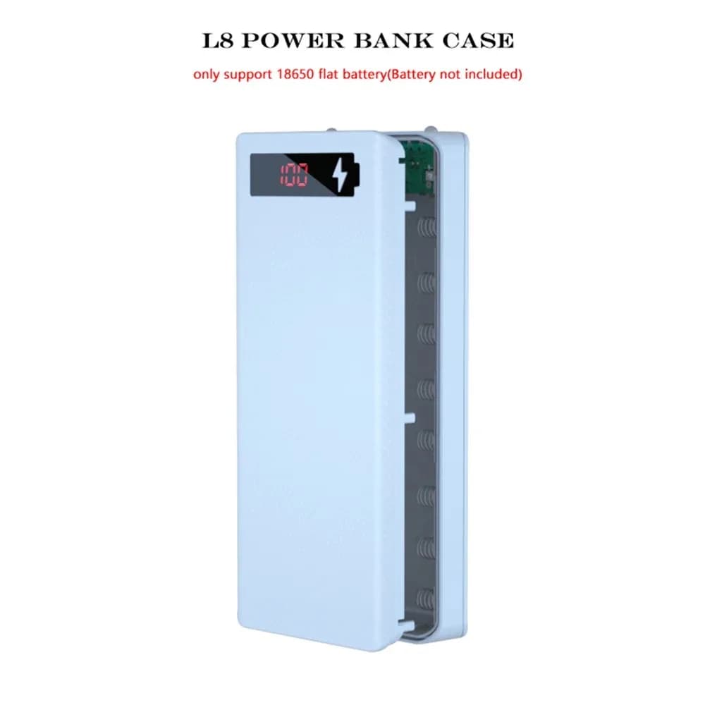 8*18650 Power Bank Cases Battery Holder Dual USB Type C Charge DIY Shell L8 DIY Battery Case Storage Box
