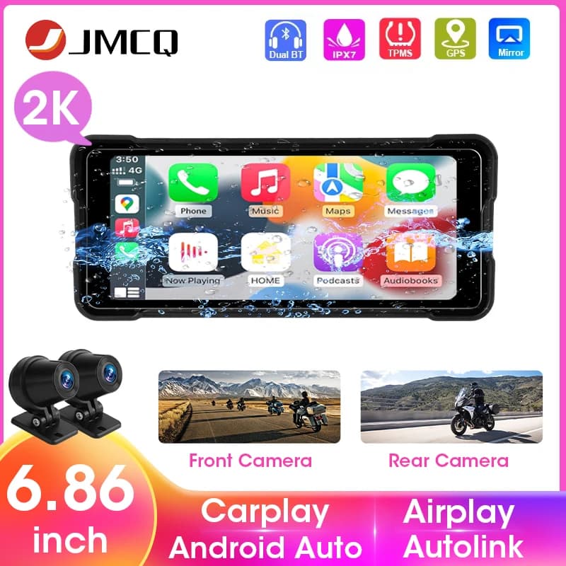 6.86 Inch Motorcycle Portable Navigation GPS Moto DVR Wireless For A-pple Carplay Android Auto IPX7 Waterproof Touch Screen WIFI