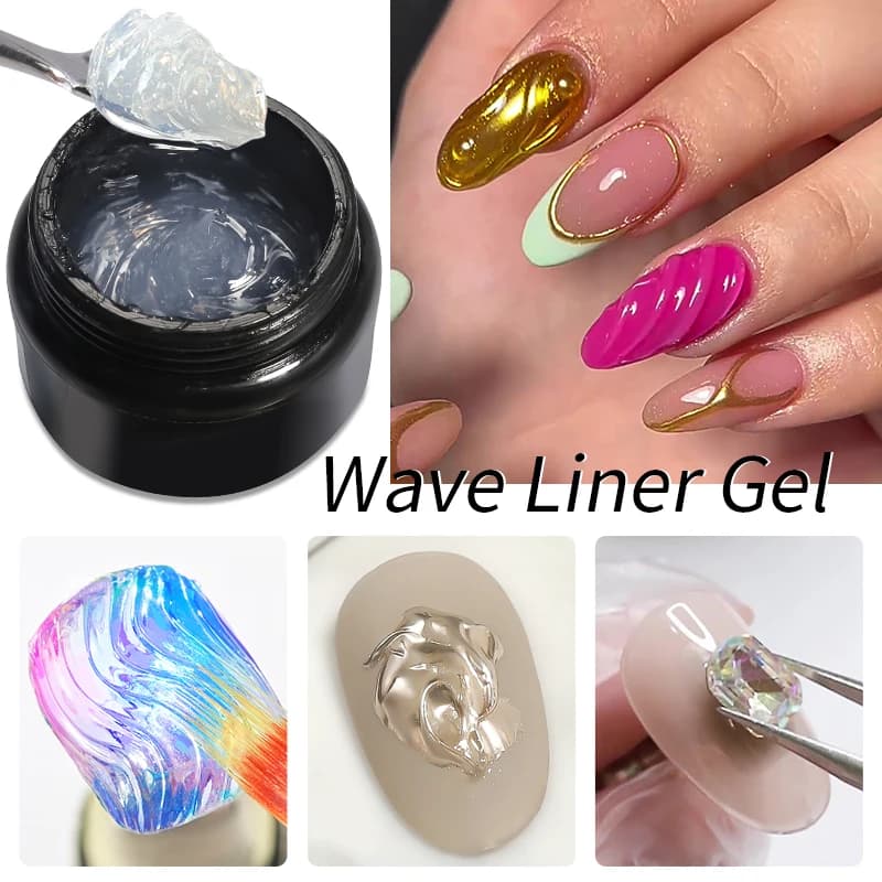 BOZLIN Wave Liner Gel Nail Polish Semi Permanent UV Gel For DIY Painting Drawing Manicure Varnish  5ml Nail Art Liner Gel