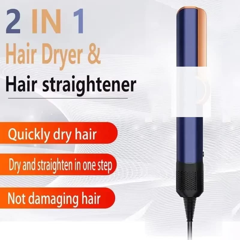 Professional 2-in-1 Hair Dryer and Straightener Negative Ion Iron Long Lasting Styling Tool Wet and Dry Straightener