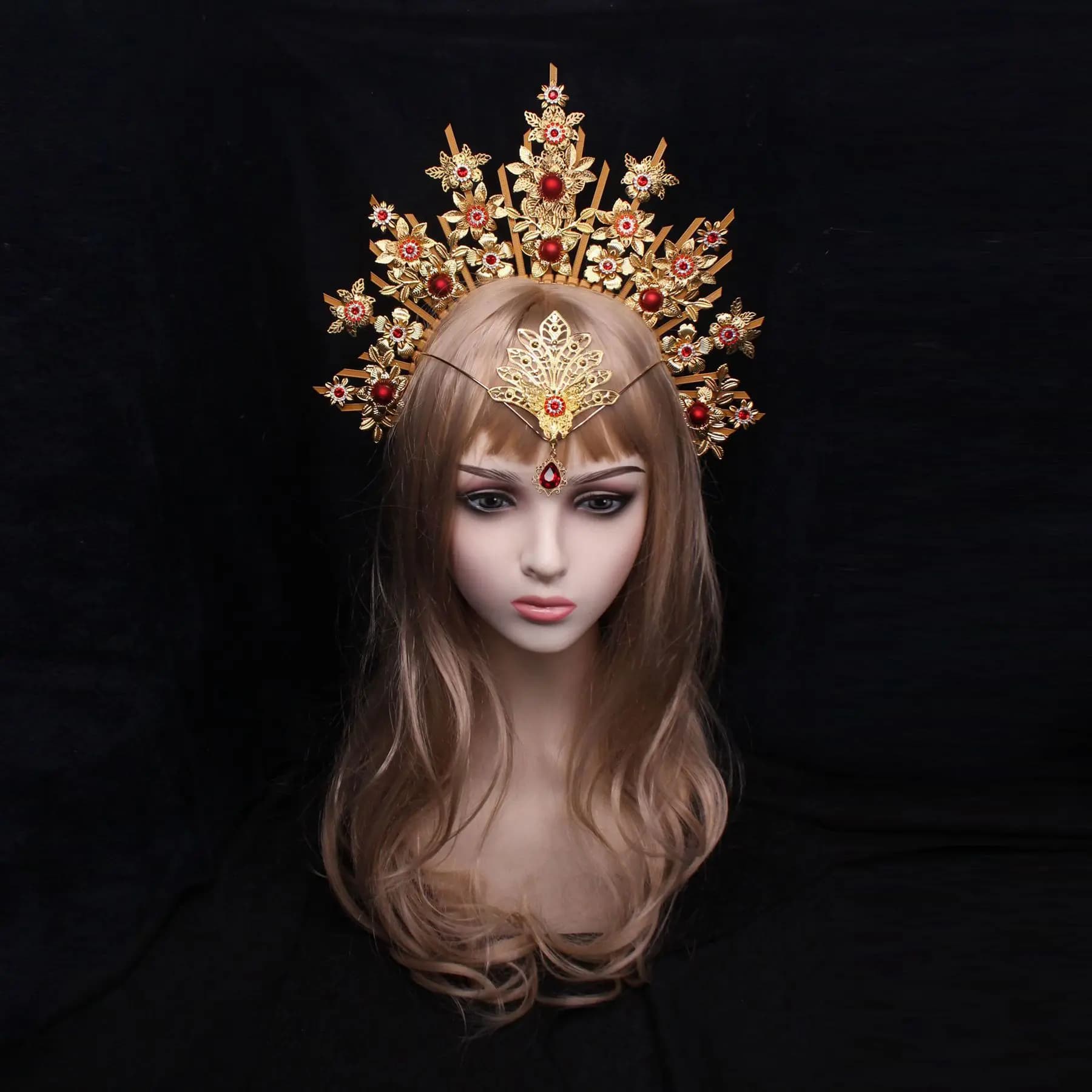 Gold sun crown Moon Halo Headpiece Bridal Jewellery Wedding Hair Accessories Bridal Headpiece, Wedding Crown Goddess Fairy crown