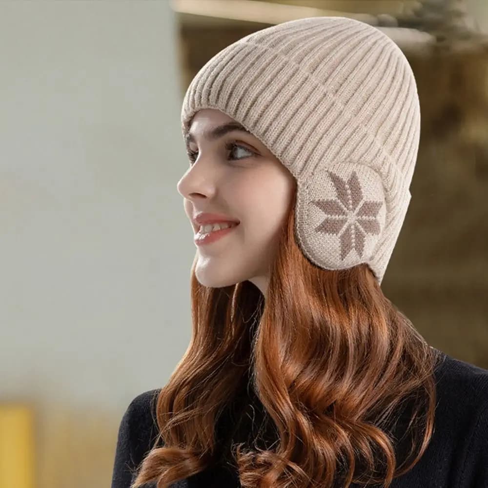 Fashion Soft Plush Knitted Hat Thickened Windproof Ski Beanie Hat Plain Hats Winter