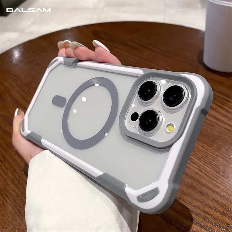 Luxury For Magsafe Wireless Charge Magnetic Case For iPhone 15 14Plus 13 12 11 Pro Max Heavy Armor Bumper Shockproof Clear Cover