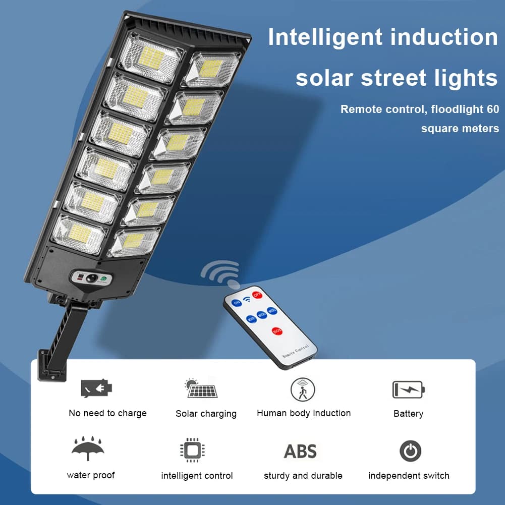 Outdoor Motion Sensor Solar Garden Light Waterproof LED Solar Street Light with Remote Control 20000LM 4500mAh Yard Garage Light