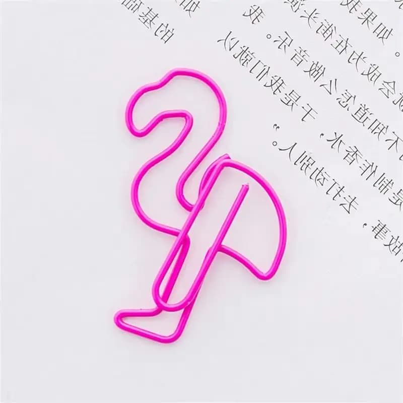 5pcs Pink Metal Flamingo Paper Clips School Office Supply Business File Folder Accessory Student Bookmark Stationery Gift C2
