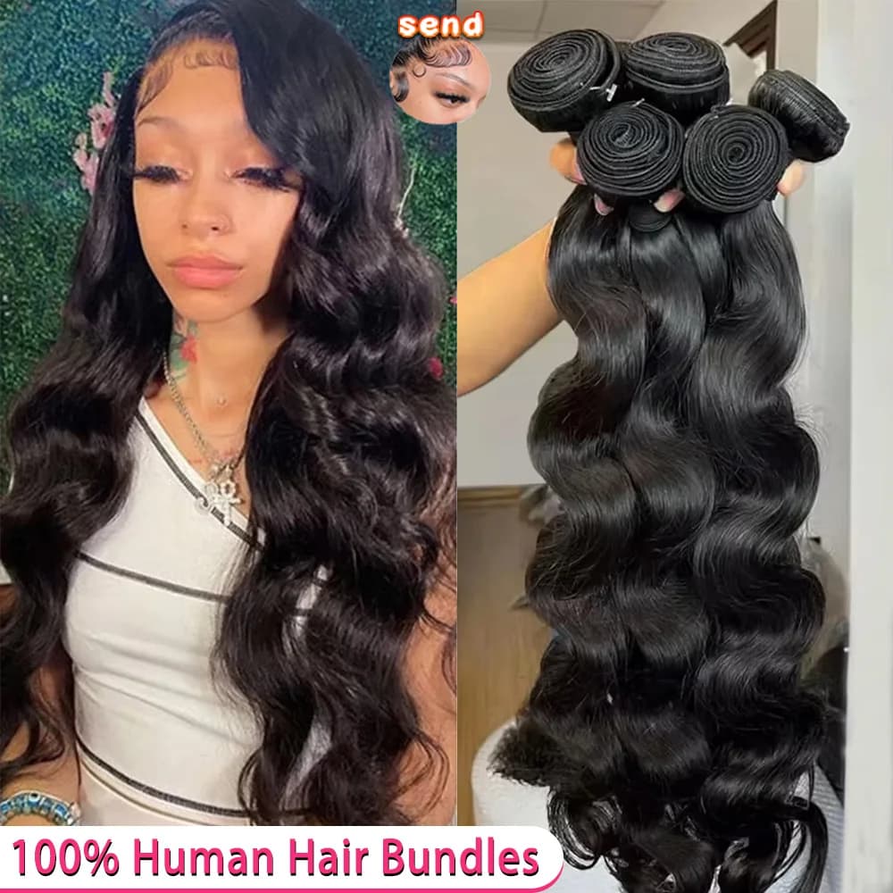 4 5Pcs Body Wave Bundles 100% Brazilian 16A Raw Human Hair Bundles Extensions Tissage 30 40 Inch Wet And Wavy Black Remy Bundles