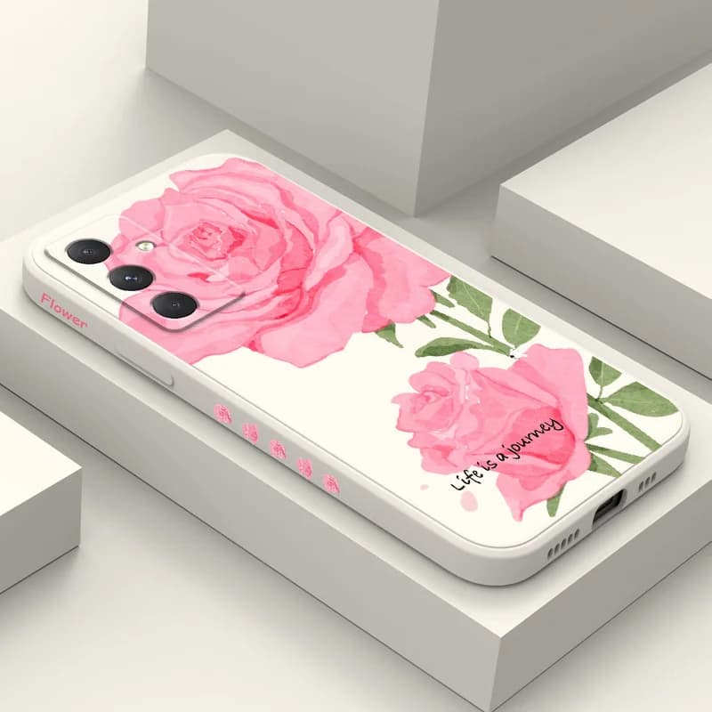 Beautiful Pink Rose Phone Case For Samsung Galaxy A55 A35 A25 A15 A05 A05S A54 A34 A24 A14 A04 A04S A04E 4G 5G Cover