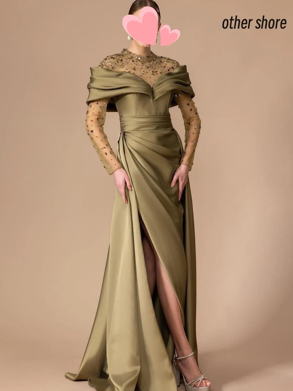 Other Shore Elegant Vintage Sexy Green Crystal Beading Mermaid Ruffle Customize Formal Occasion Prom Dress Evening Party Gowns