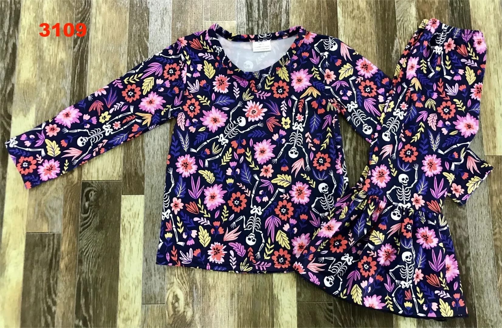 Floral round neck suit for Girls baby Childrens clothes Sets Fall tops+ trousers  0-16 years outdoor school long clothing